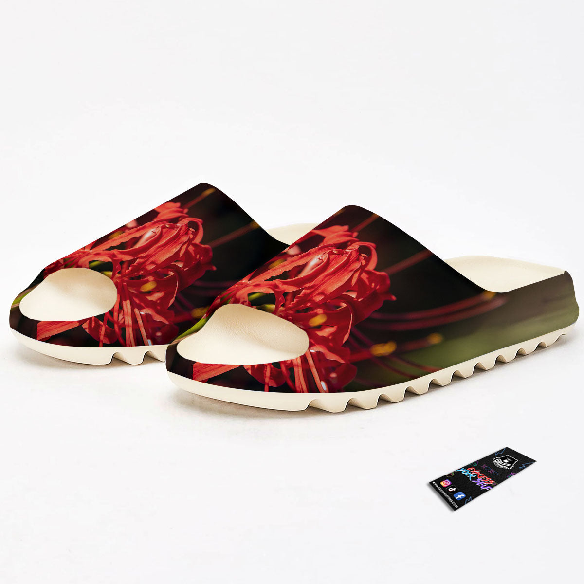 Amaryllis Red Japanese Print Sandals-grizzshop