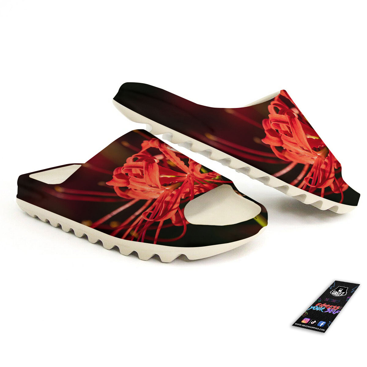 Amaryllis Red Japanese Print Sandals-grizzshop