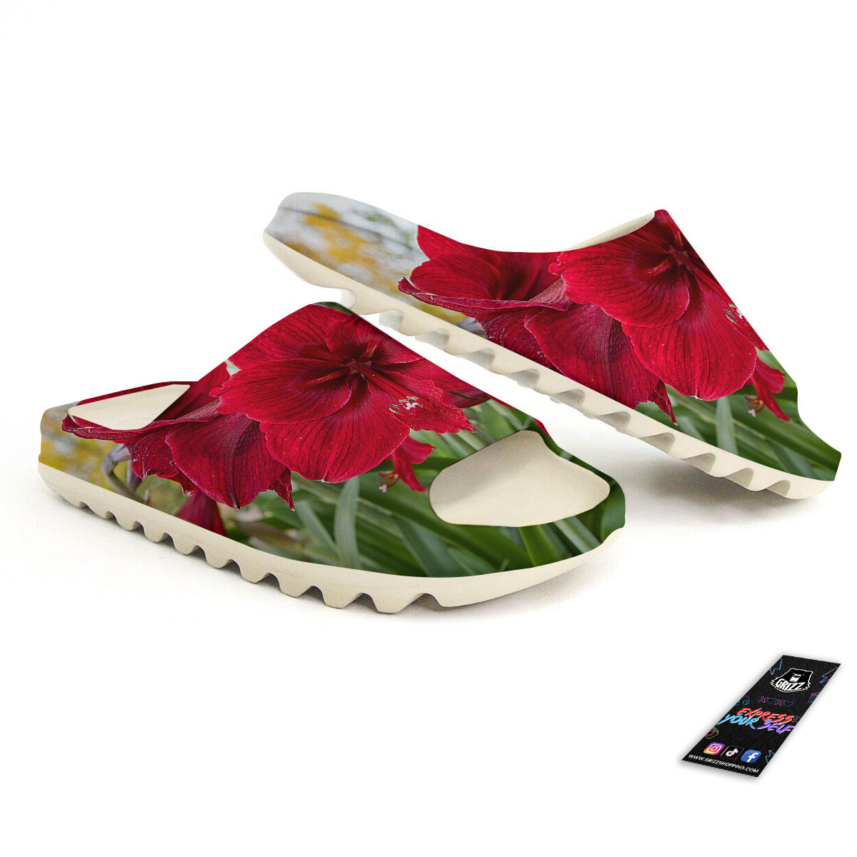 Amaryllis Red Print Sandals-grizzshop