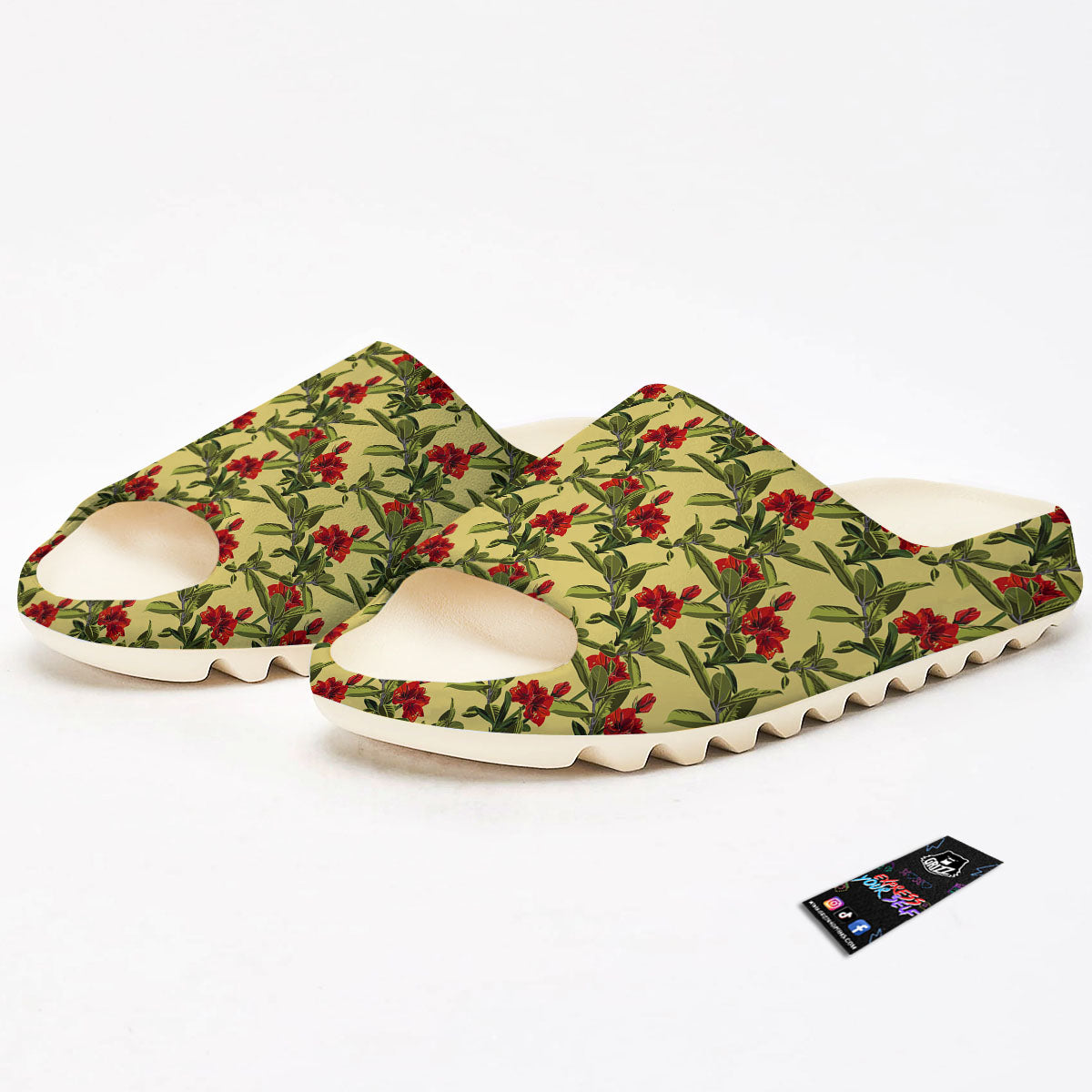 Amaryllis Red Yellow Print Pattern Sandals-grizzshop