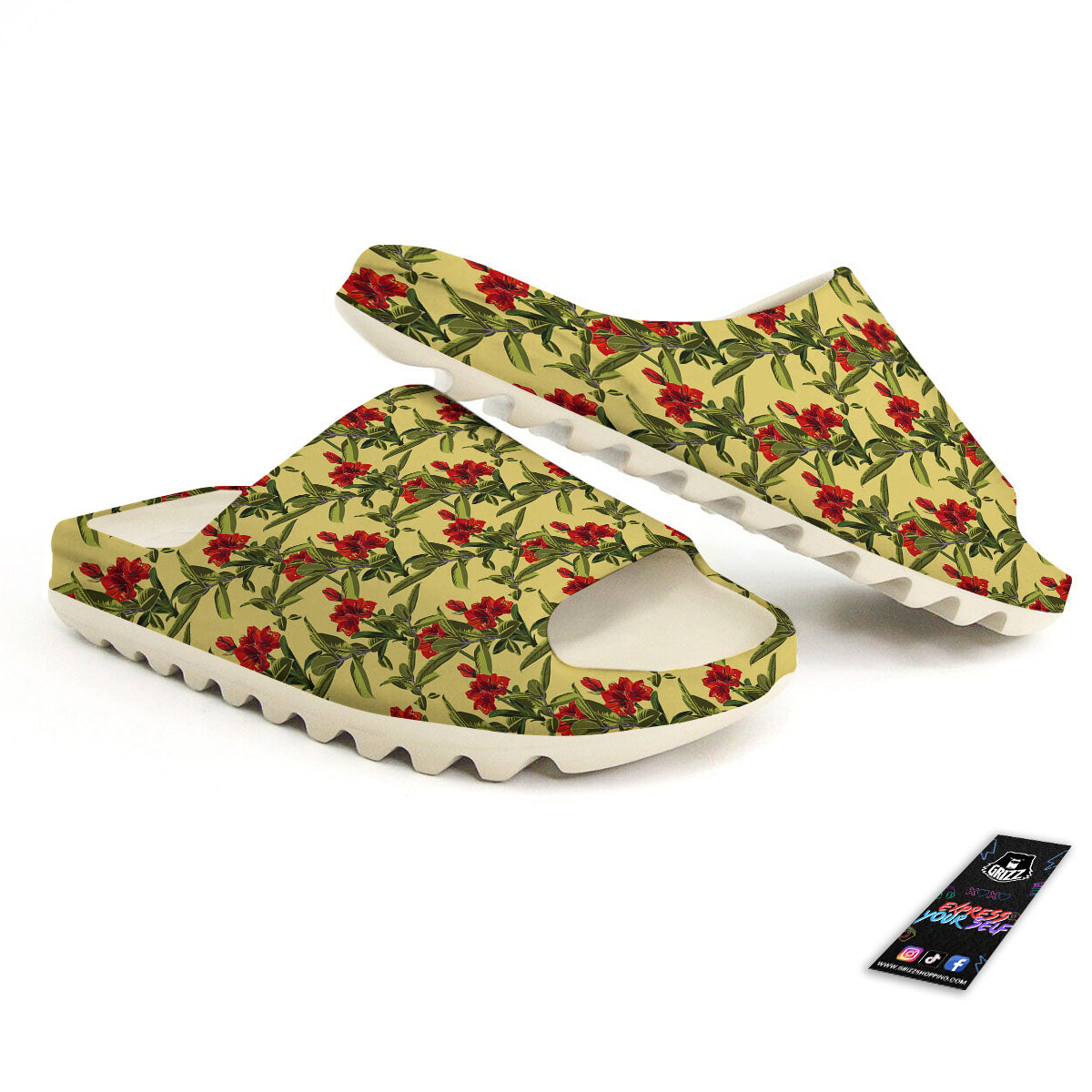 Amaryllis Red Yellow Print Pattern Sandals-grizzshop