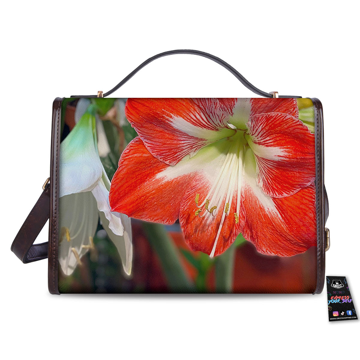 Amaryllis White And Red Print Women's Satchel Bag