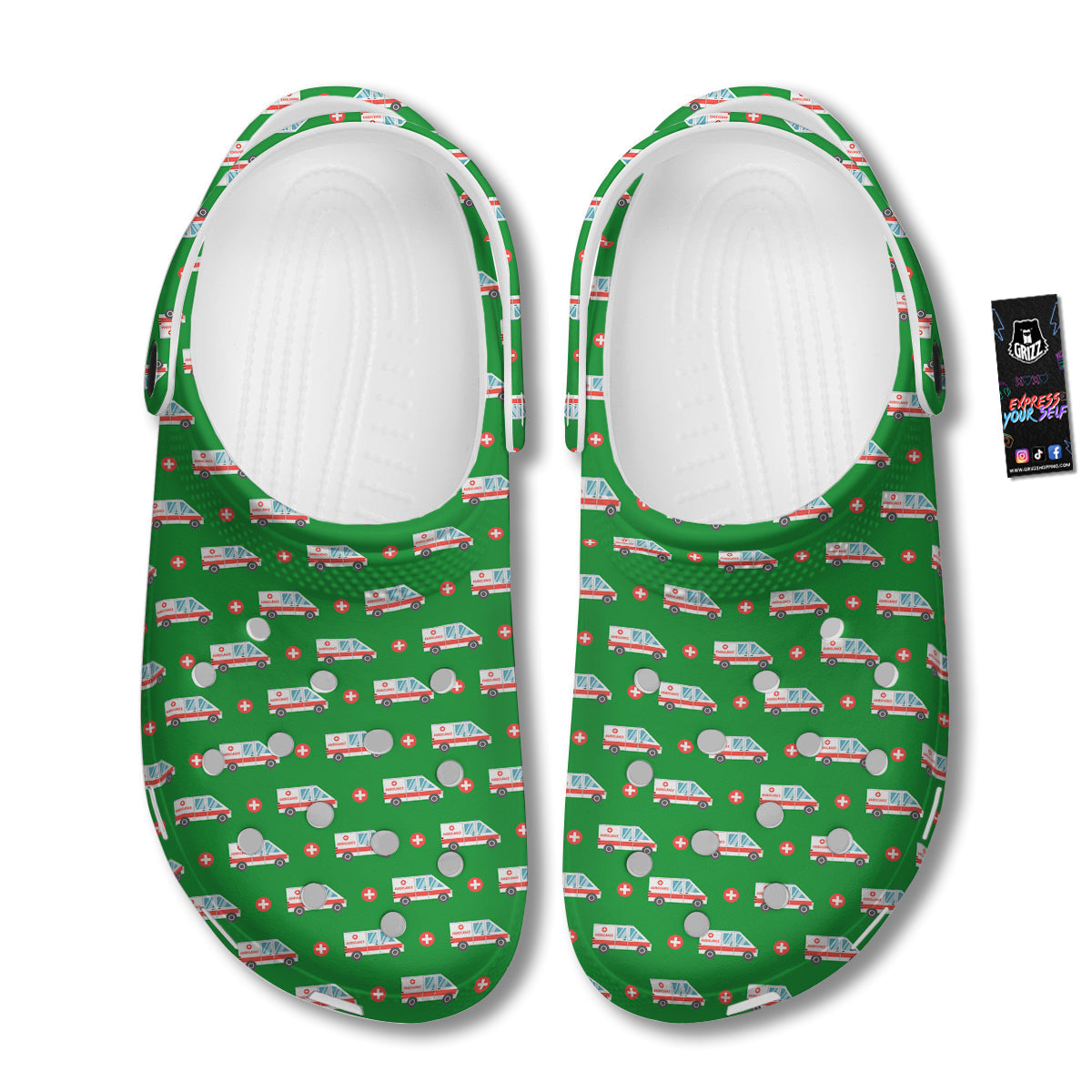 Ambulance Car Paramedic Print Pattern Clog-grizzshop