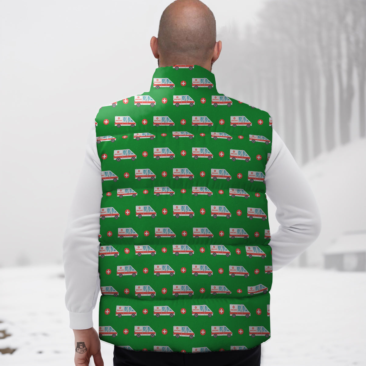 Ambulance Car Paramedic Print Pattern Down Vest-grizzshop