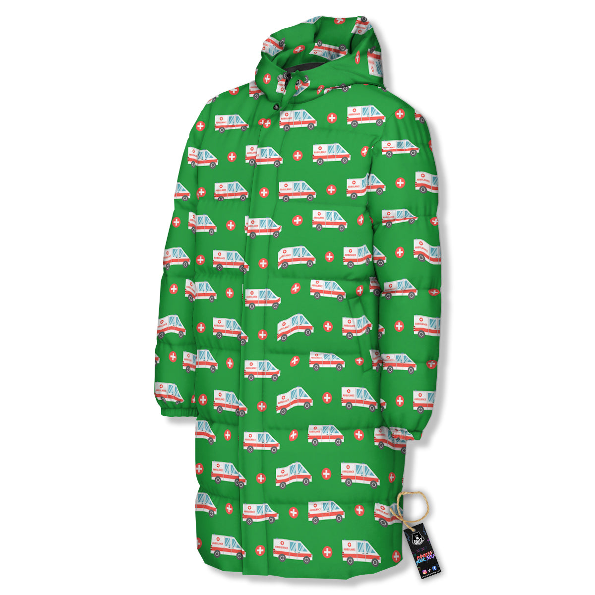Ambulance Car Paramedic Print Pattern Long Down Jacket-grizzshop