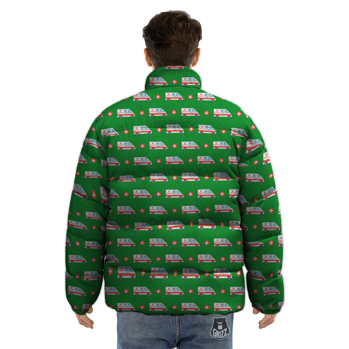 Ambulance Car Paramedic Print Pattern Puffer Jacket-grizzshop