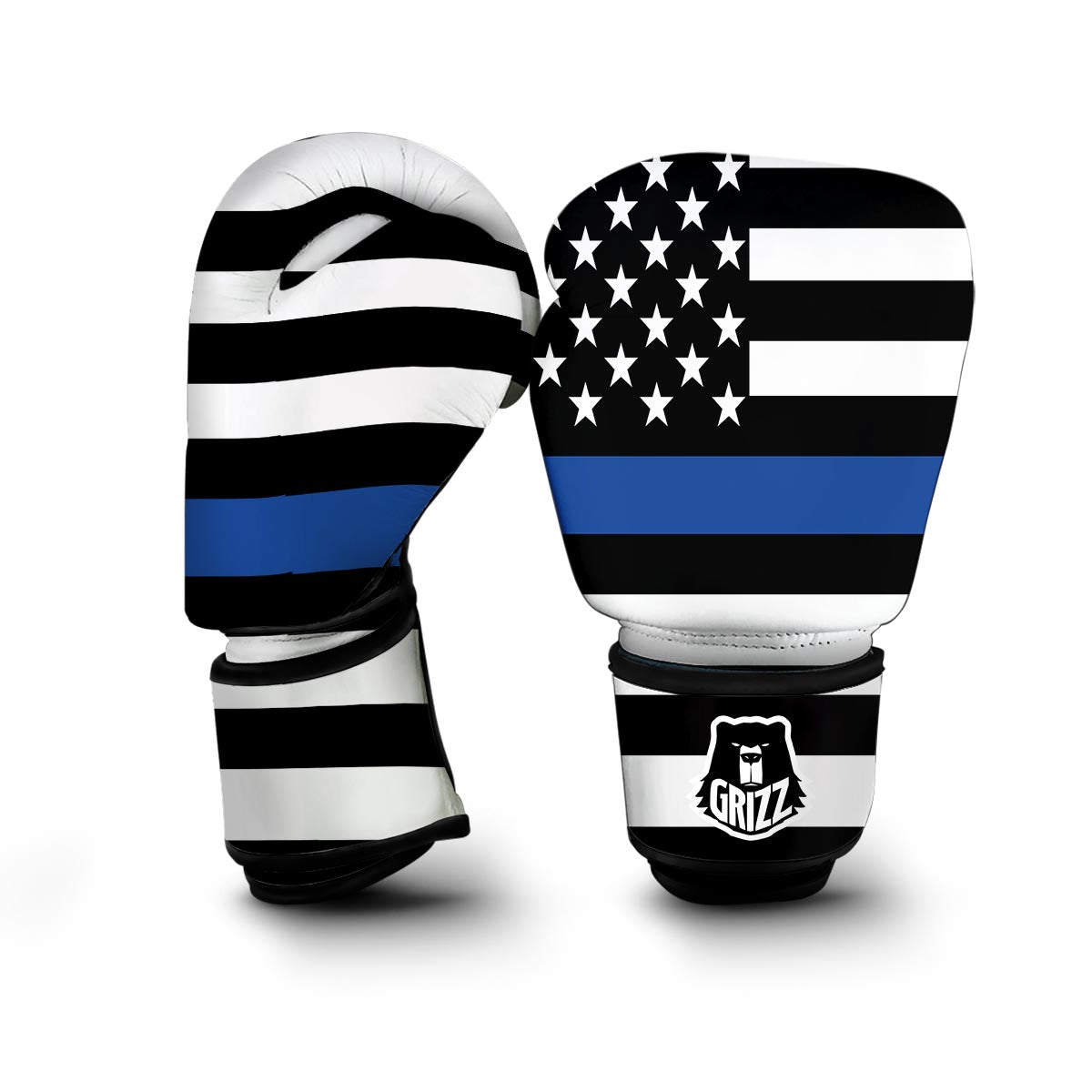 America Flag Blue Thin Line Boxing Gloves-grizzshop