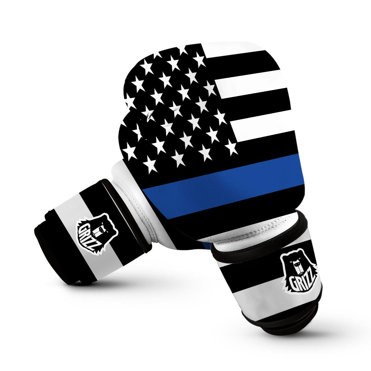 America Flag Blue Thin Line Boxing Gloves-grizzshop