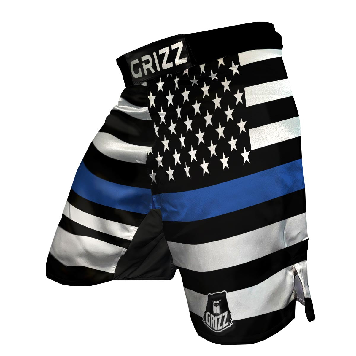 America Flag Blue Thin Line MMA Shorts-grizzshop