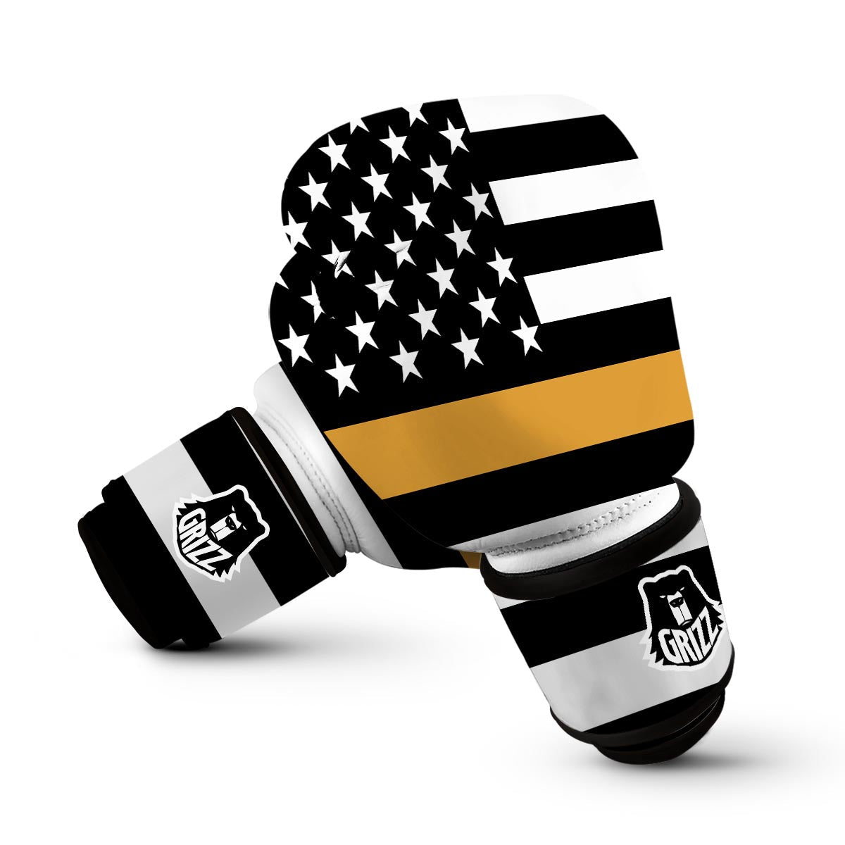 America Flag Gold Thin Line Boxing Gloves-grizzshop