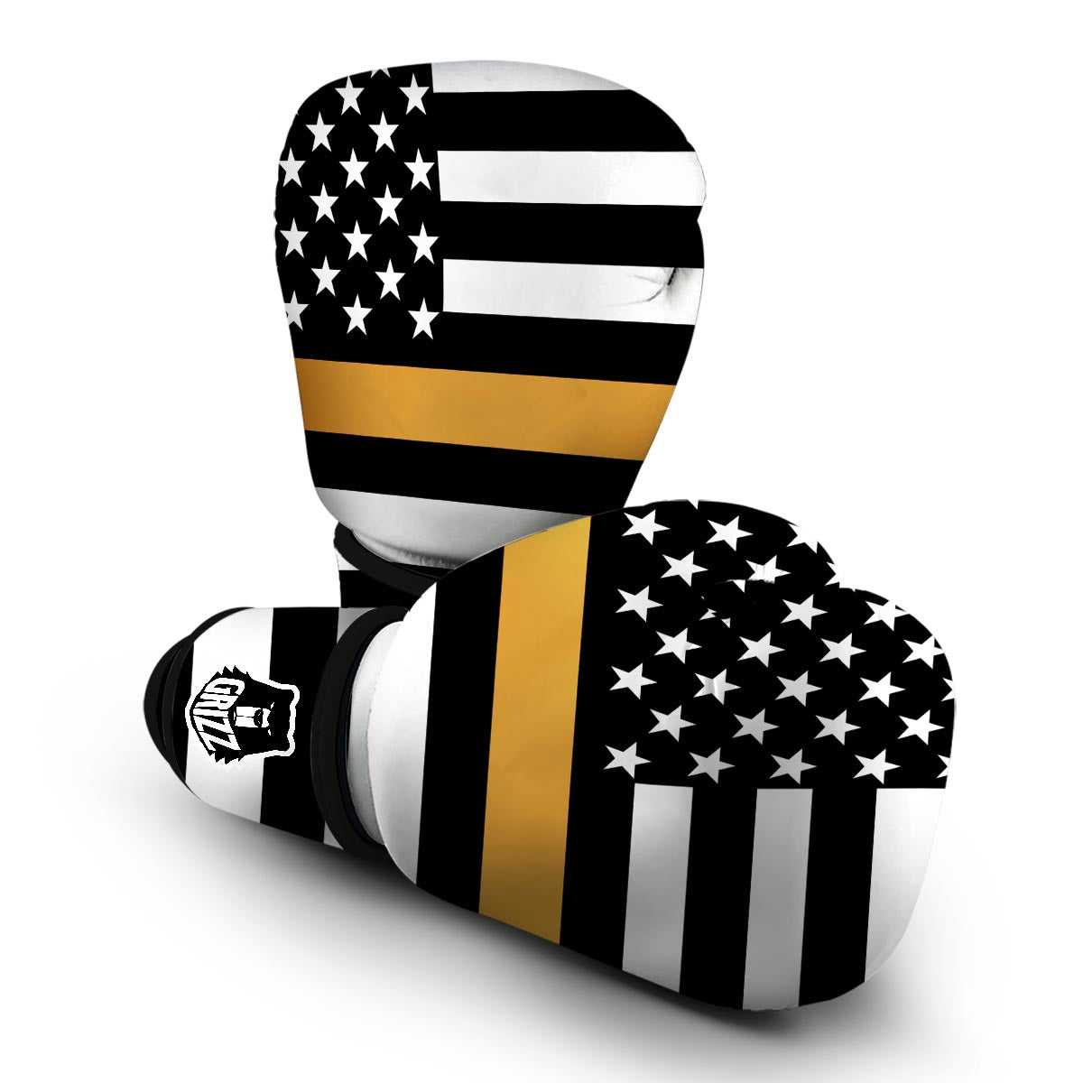 America Flag Gold Thin Line Boxing Gloves-grizzshop