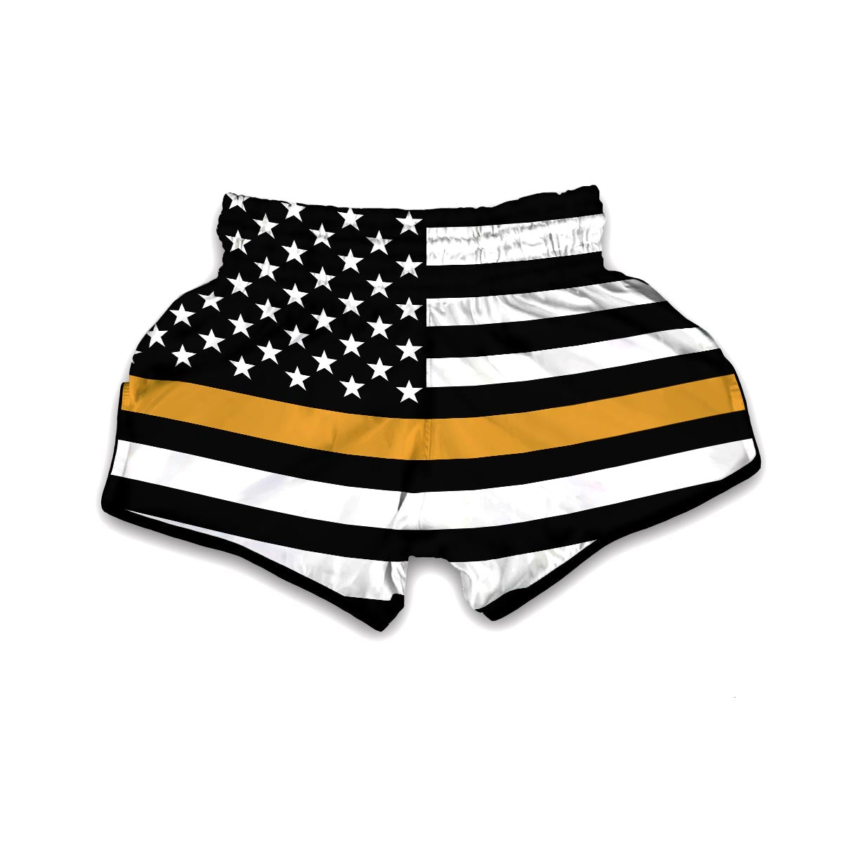 America Flag Gold Thin Line Muay Thai Boxing Shorts-grizzshop