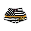 America Flag Gold Thin Line Muay Thai Boxing Shorts-grizzshop