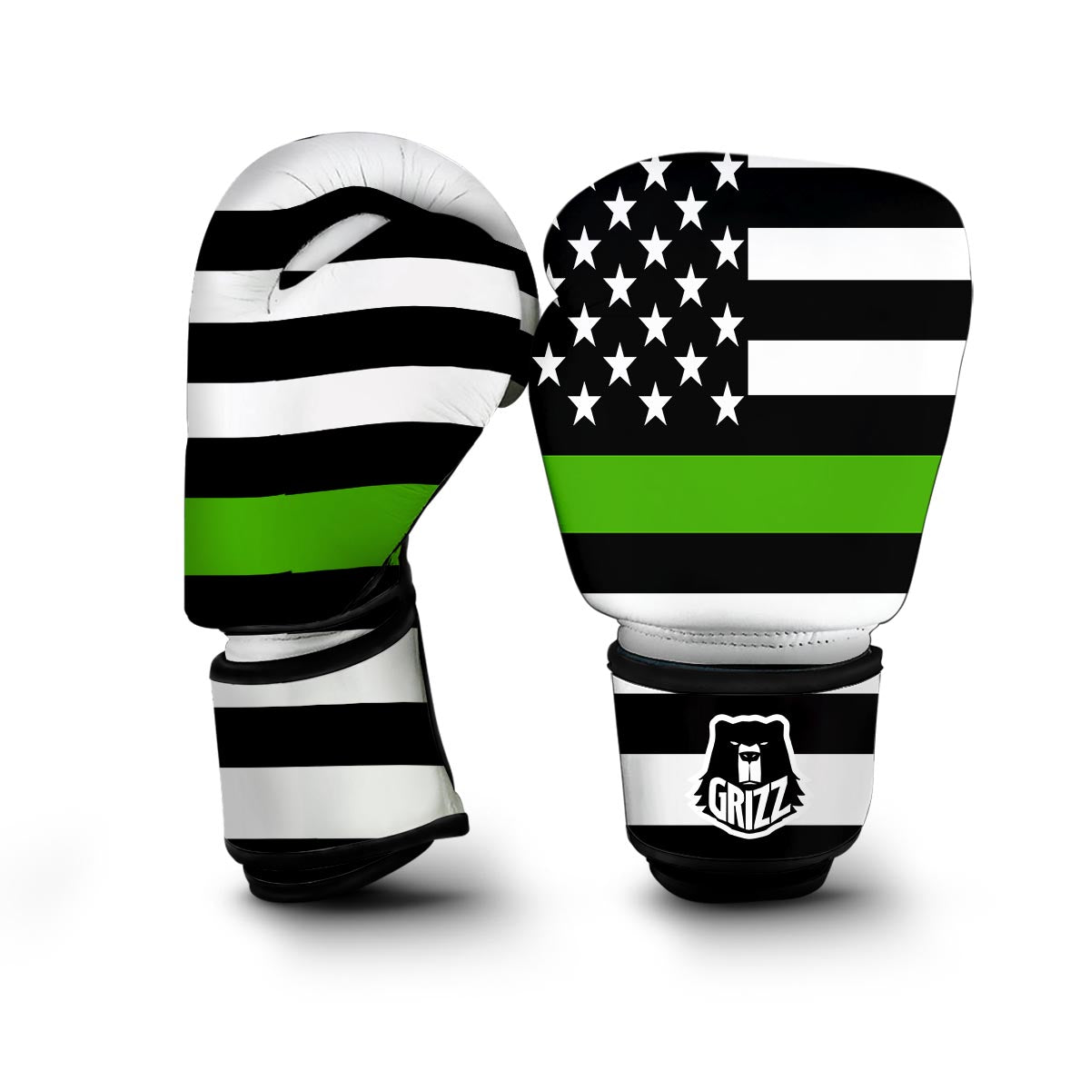 America Flag Green Thin Line Boxing Gloves-grizzshop