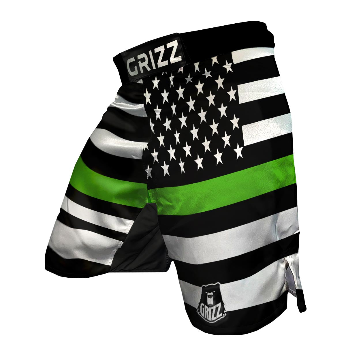 America Flag Green Thin Line MMA Shorts-grizzshop