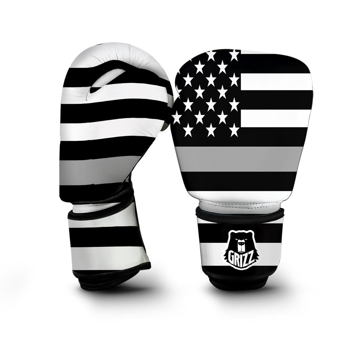 America Flag Grey Thin Line Boxing Gloves-grizzshop