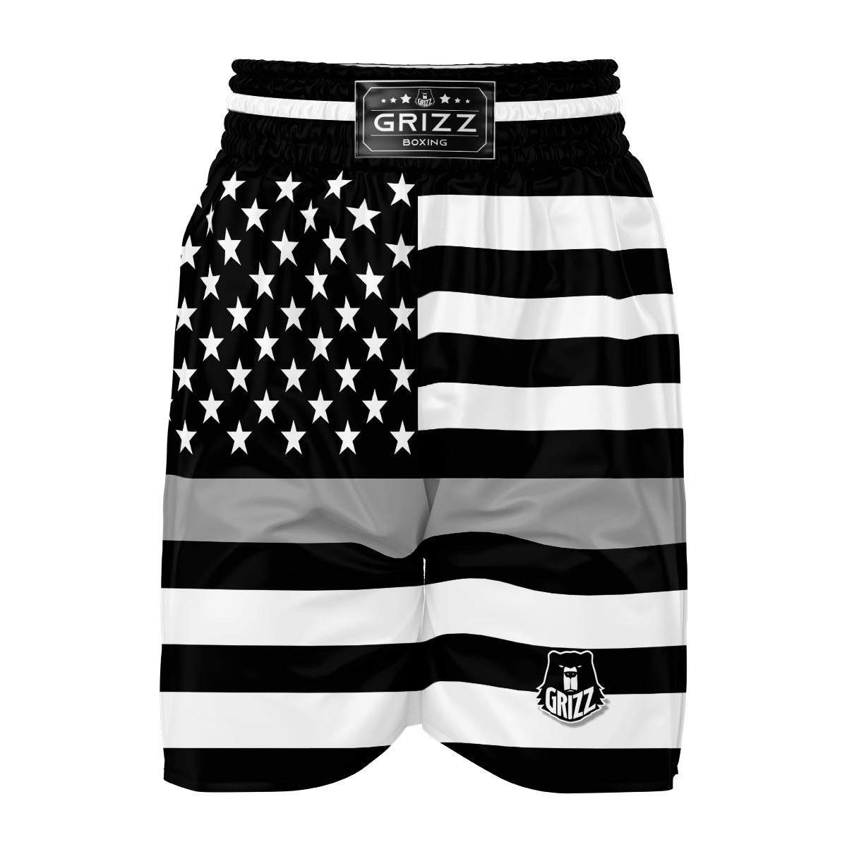 America Flag Grey Thin Line Boxing Shorts-grizzshop
