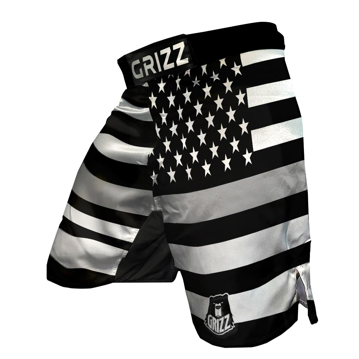 America Flag Grey Thin Line MMA Shorts-grizzshop