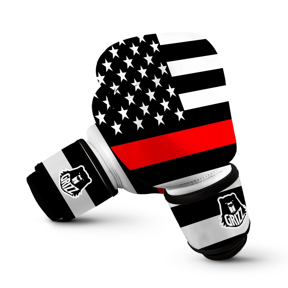 America Flag Red Thin Line Boxing Gloves-grizzshop