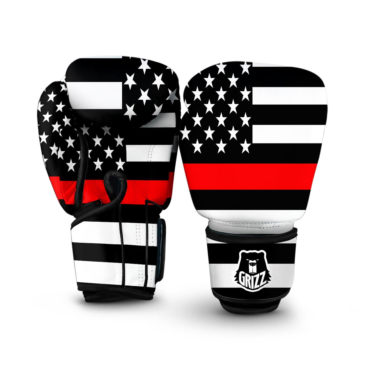 America Flag Red Thin Line Boxing Gloves-grizzshop