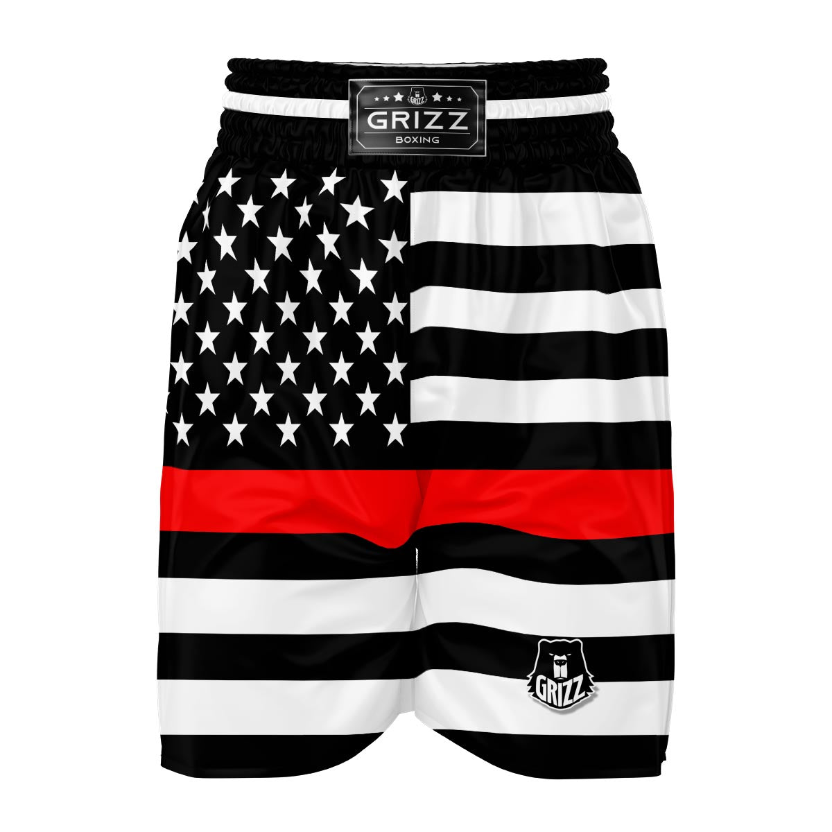 America Flag Red Thin Line Boxing Shorts-grizzshop