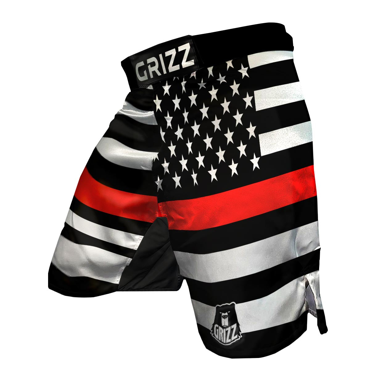 America Flag Red Thin Line MMA Shorts-grizzshop