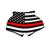 America Flag Red Thin Line Muay Thai Boxing Shorts-grizzshop