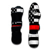 America Flag Red Thin Line Muay Thai Shin Guards-grizzshop