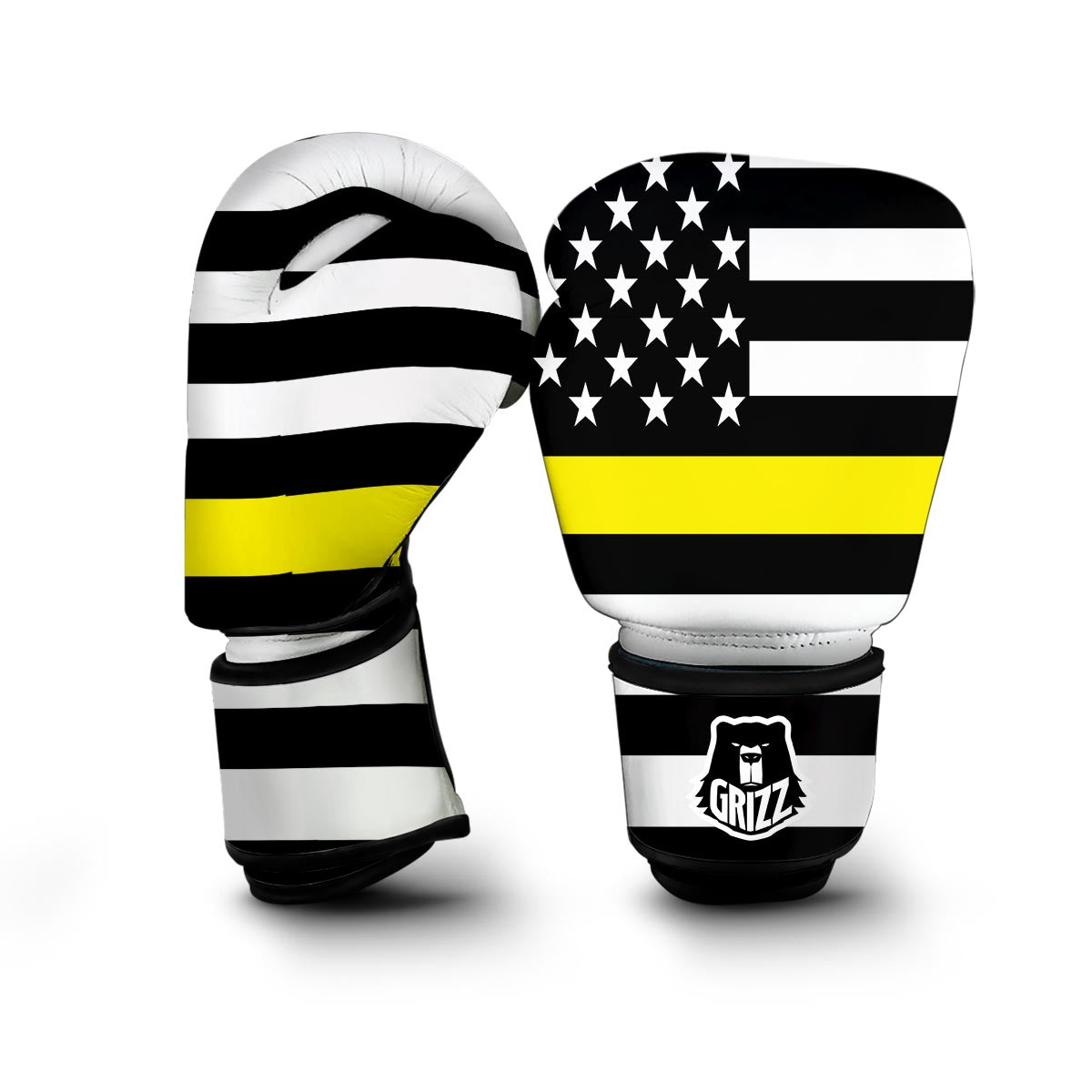 America Flag Yellow Thin Line Boxing Gloves-grizzshop