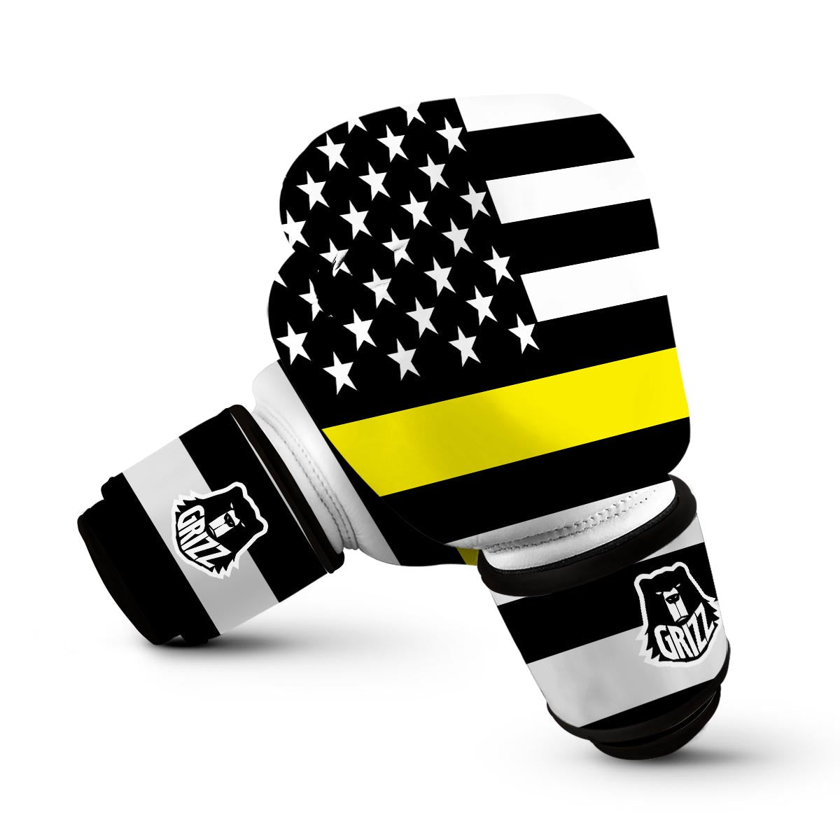 America Flag Yellow Thin Line Boxing Gloves-grizzshop