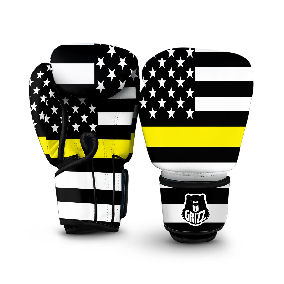 America Flag Yellow Thin Line Boxing Gloves-grizzshop