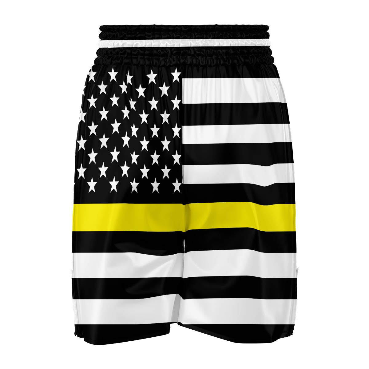 America Flag Yellow Thin Line Boxing Shorts-grizzshop