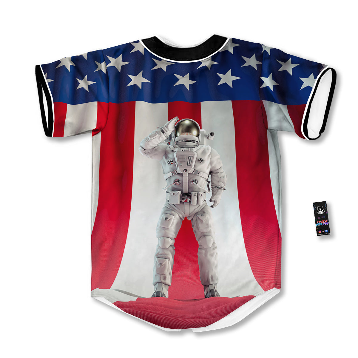 American Astronaut Print Baseball Jersey-grizzshop