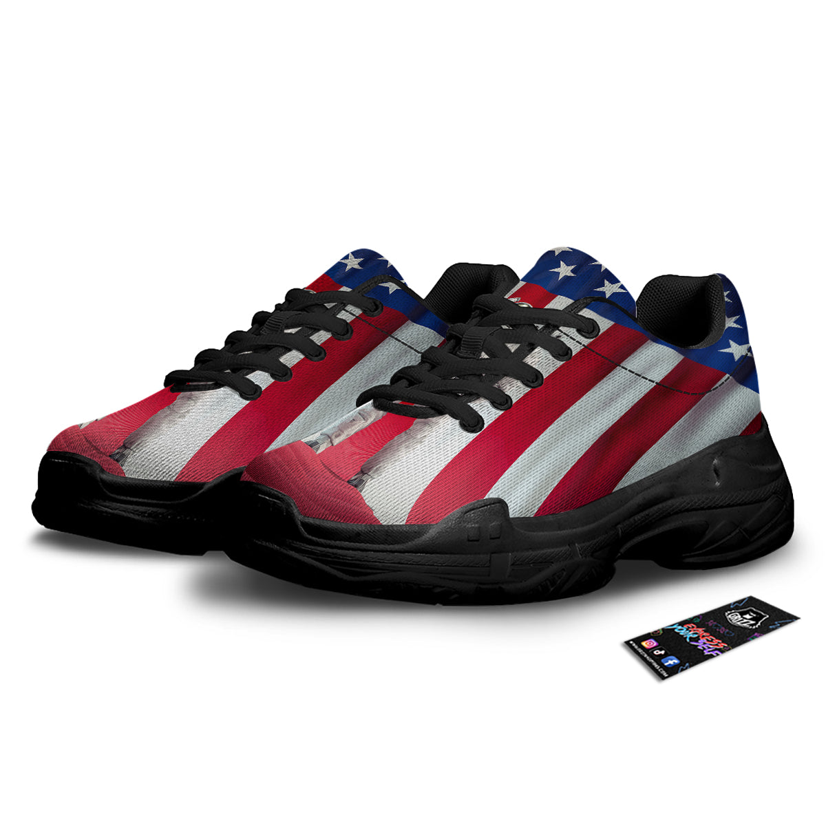American Astronaut Print Black Chunky Shoes-grizzshop
