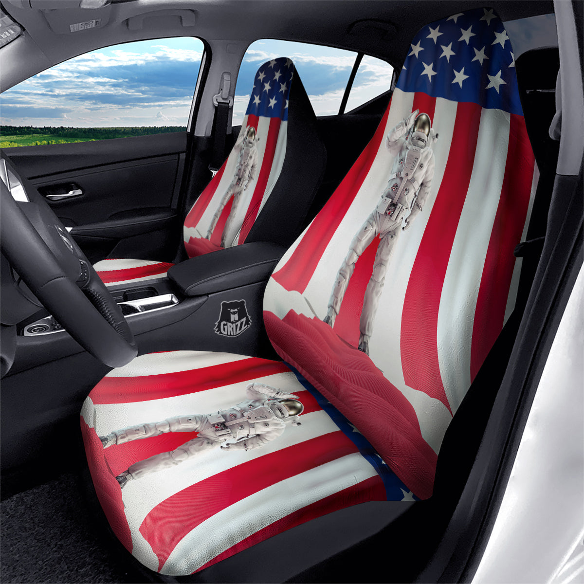 American Astronaut Print Car Seat Covers-grizzshop