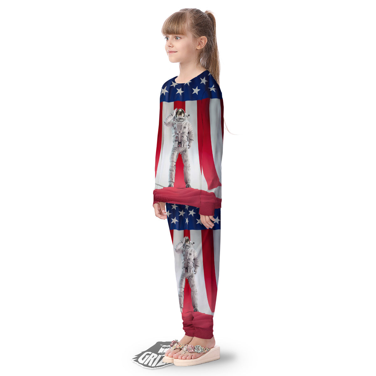 American Astronaut Print Kid's Pajamas-grizzshop