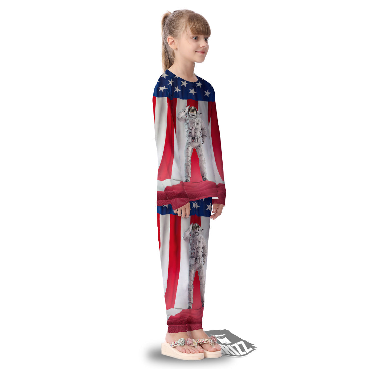 American Astronaut Print Kid's Pajamas-grizzshop