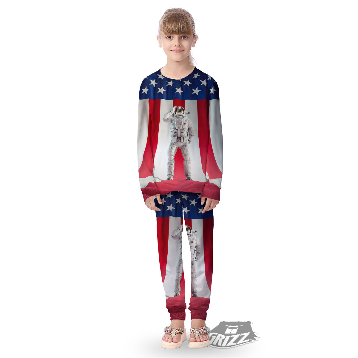 American Astronaut Print Kid's Pajamas-grizzshop