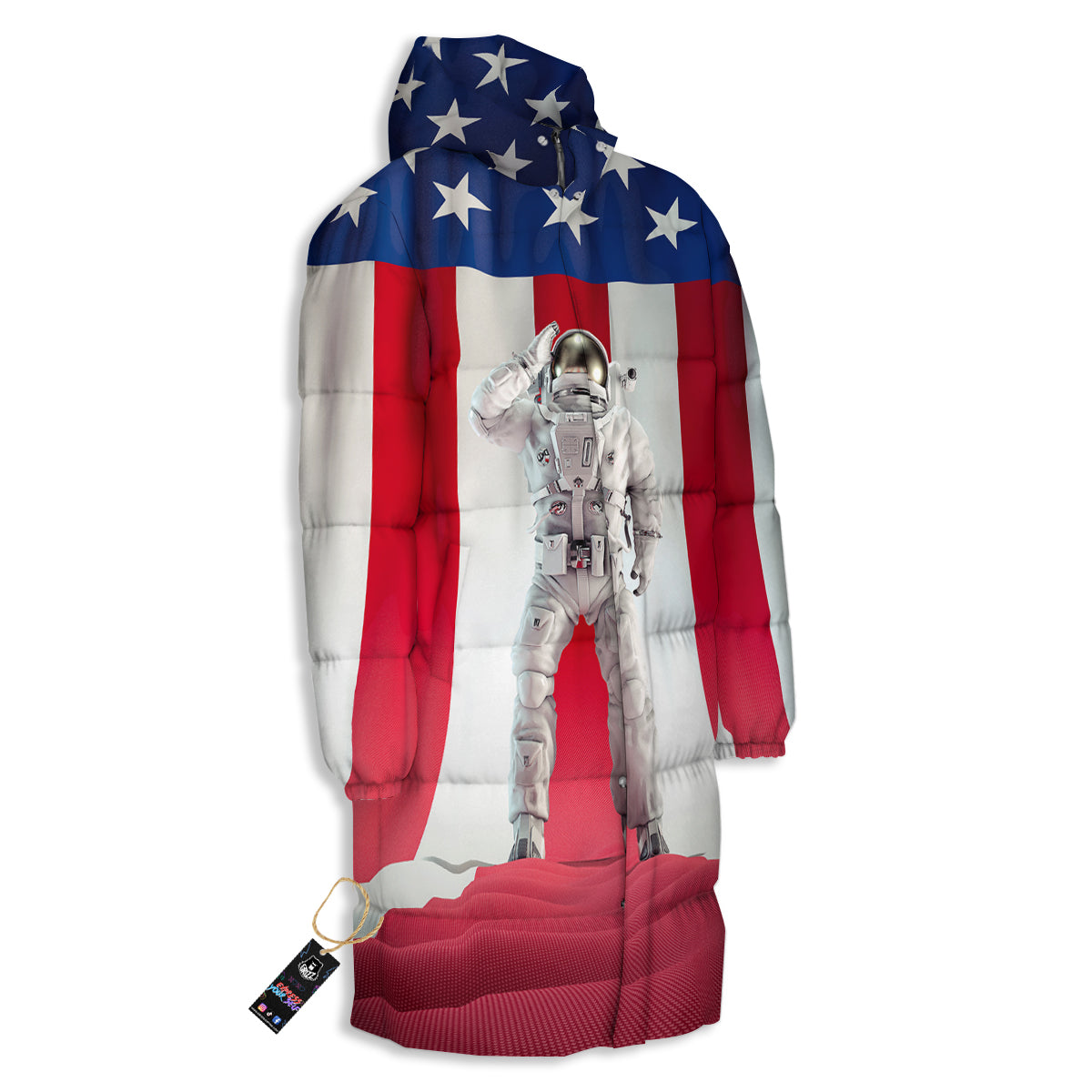 American Astronaut Print Long Down Jacket-grizzshop
