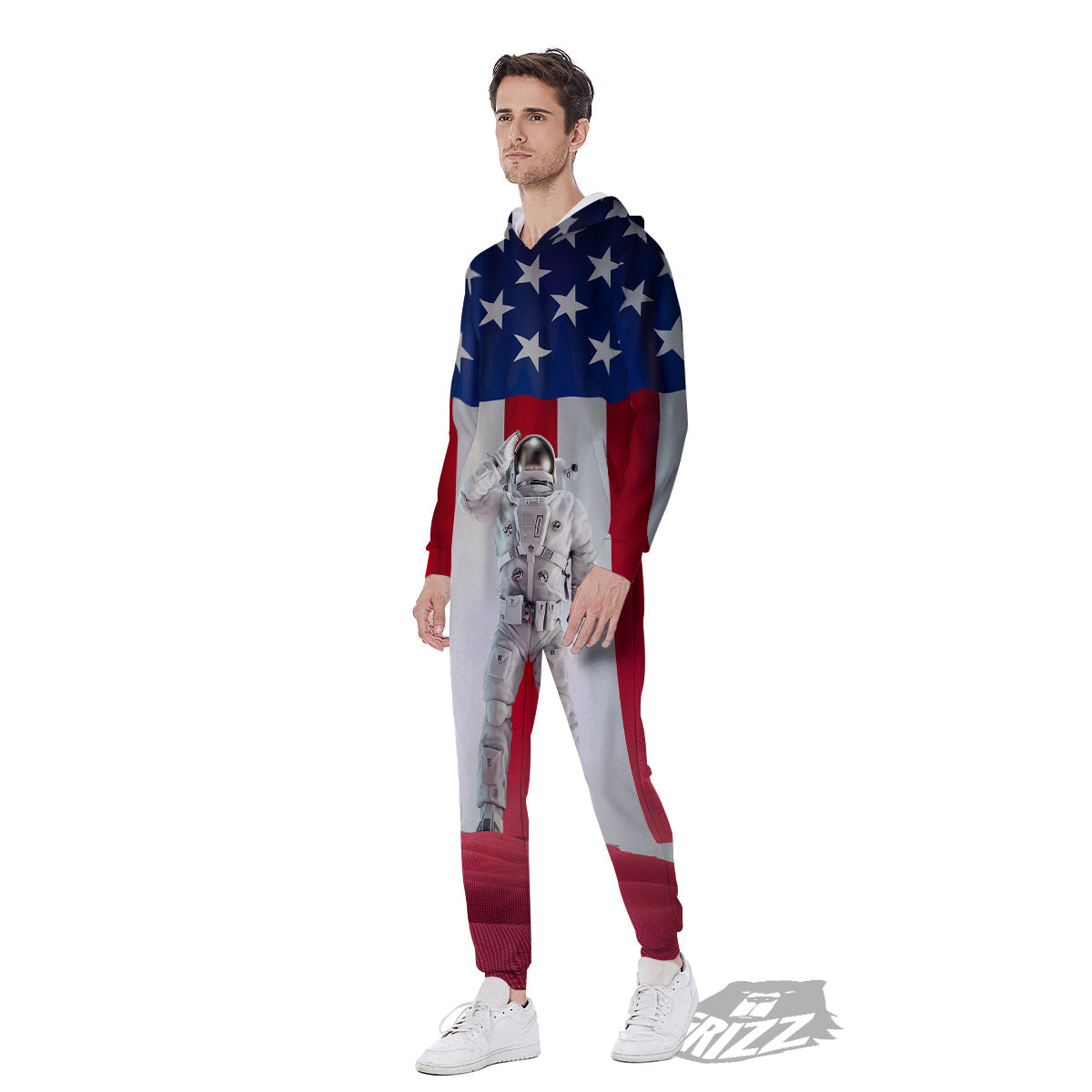 American Astronaut Print Men's Jumpsuit-grizzshop