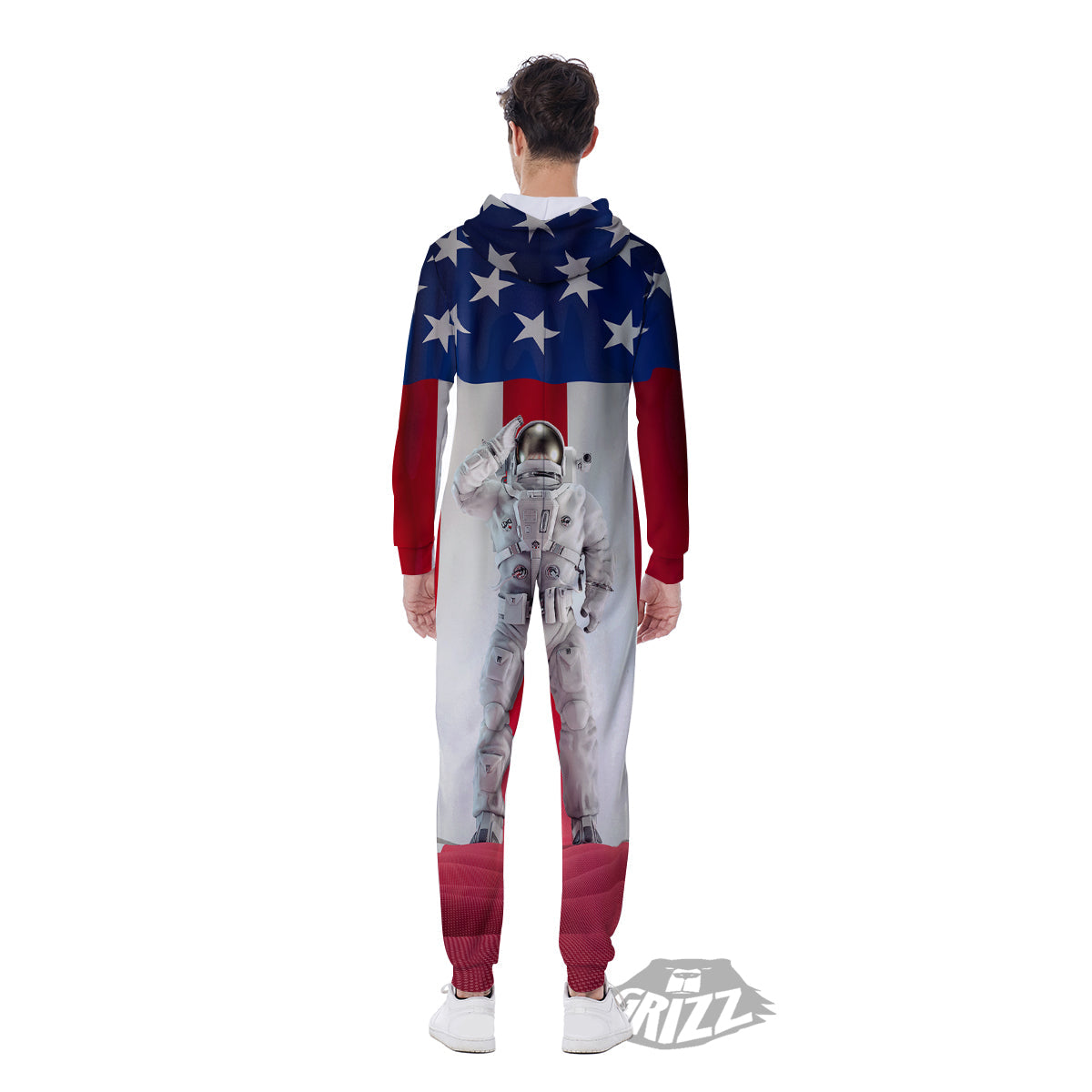American Astronaut Print Men's Jumpsuit-grizzshop