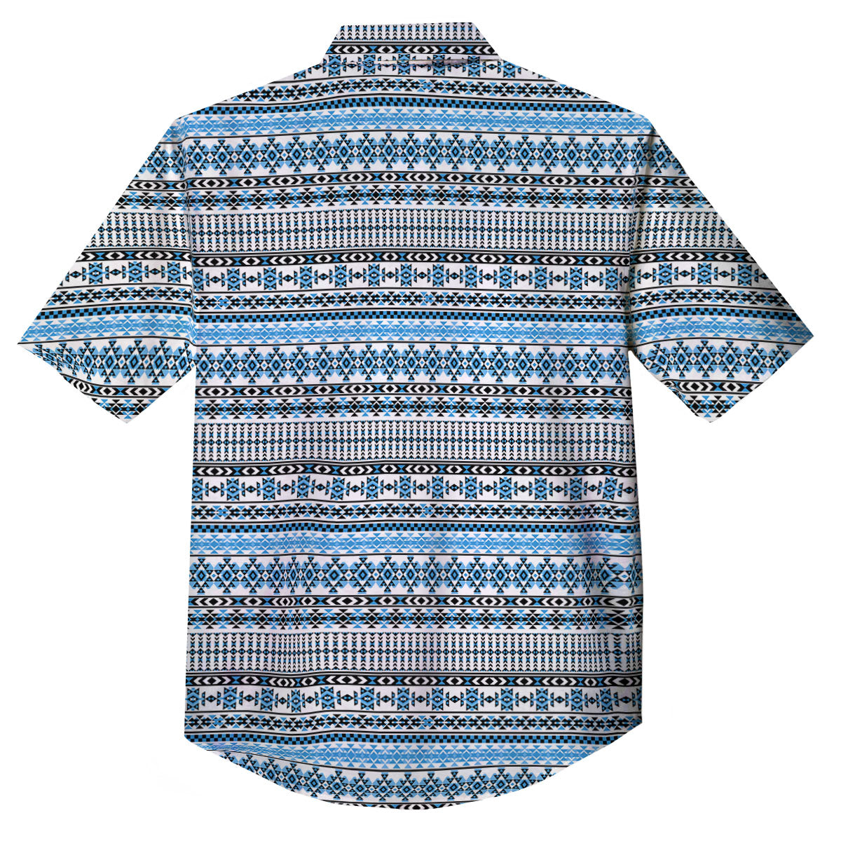 American Aztec Blue Native Print Pattern Button Up Shirt-grizzshop