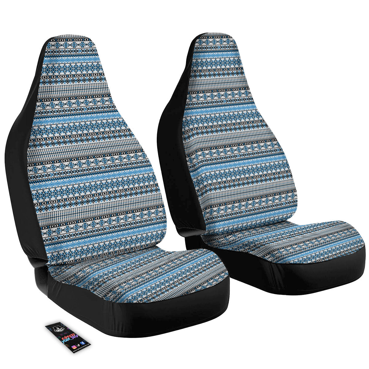 American Aztec Blue Native Print Pattern Car Seat Covers-grizzshop