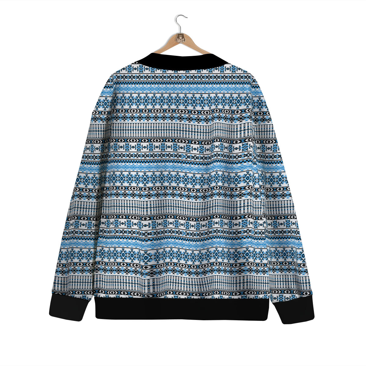 American Aztec Blue Native Print Pattern Cardigan-grizzshop