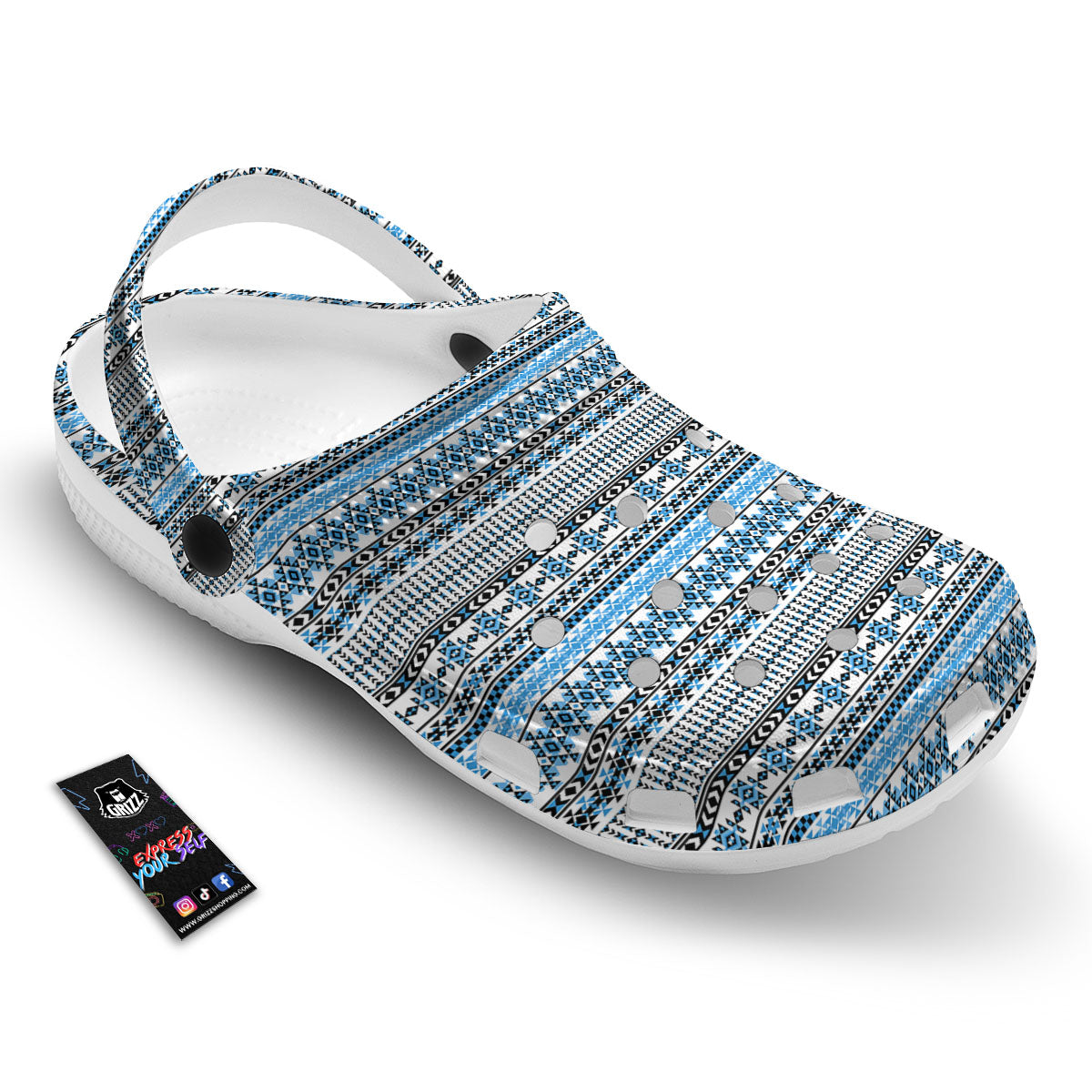 American Aztec Blue Native Print Pattern Clog-grizzshop