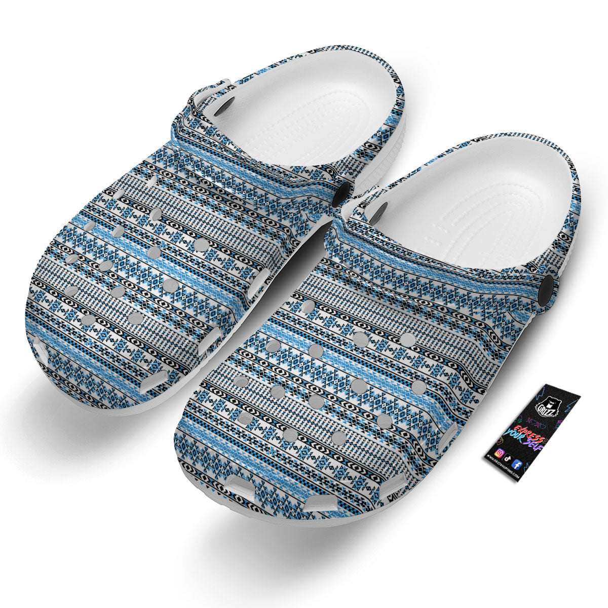 American Aztec Blue Native Print Pattern Clog-grizzshop