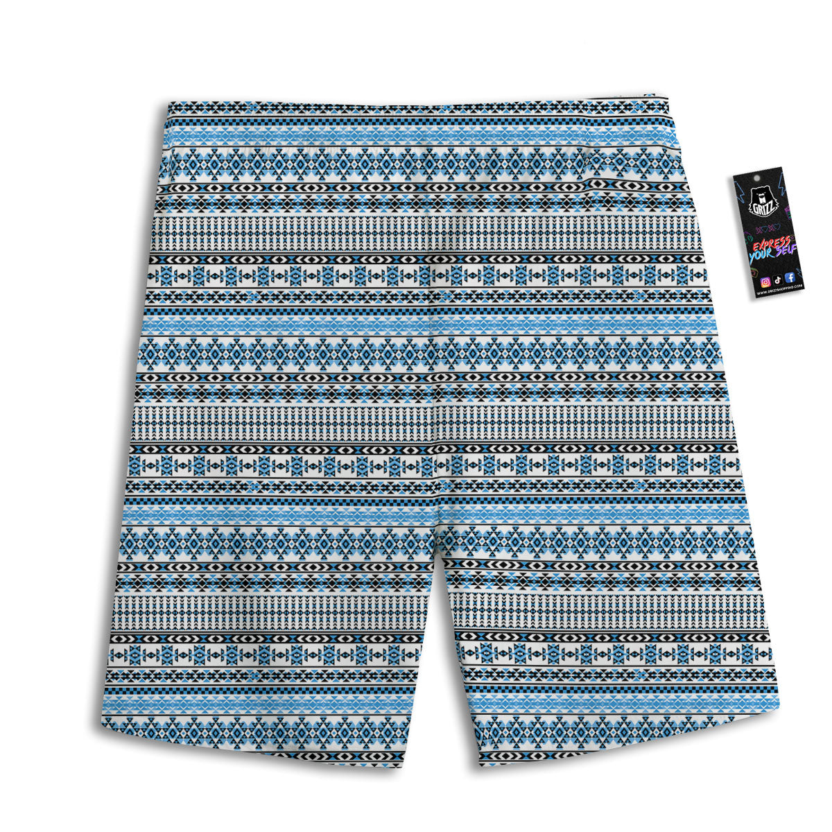 American Aztec Blue Native Print Pattern Men's Athletic Shorts