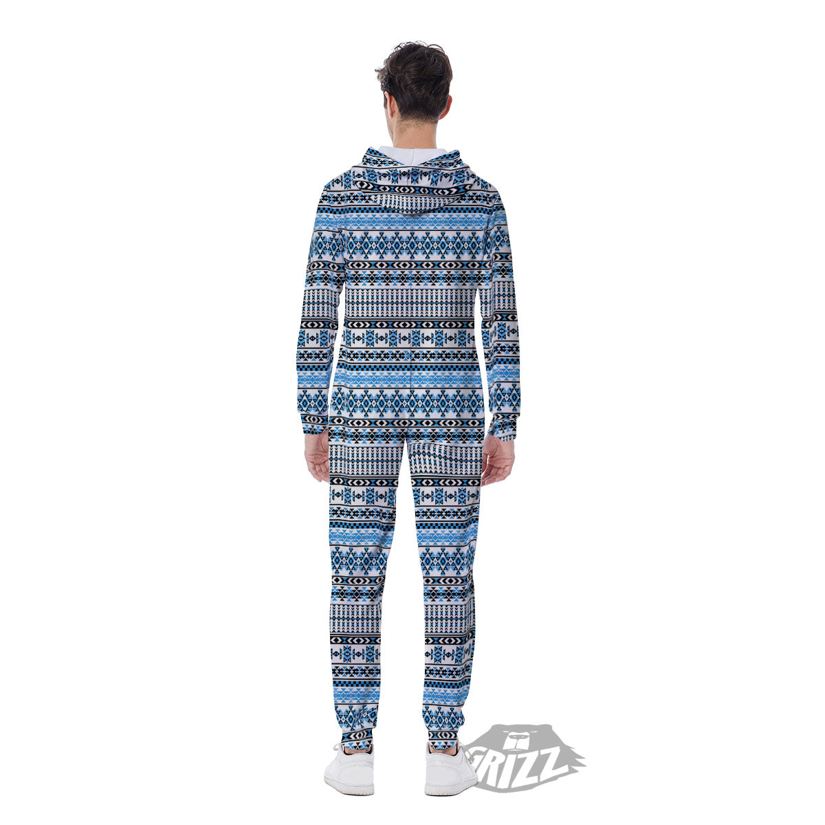 American Aztec Blue Native Print Pattern Men's Jumpsuit-grizzshop