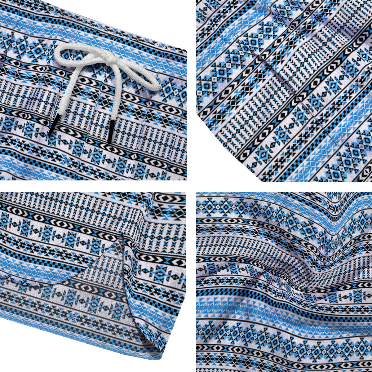 American Aztec Blue Native Print Pattern Men's Running Shorts-grizzshop