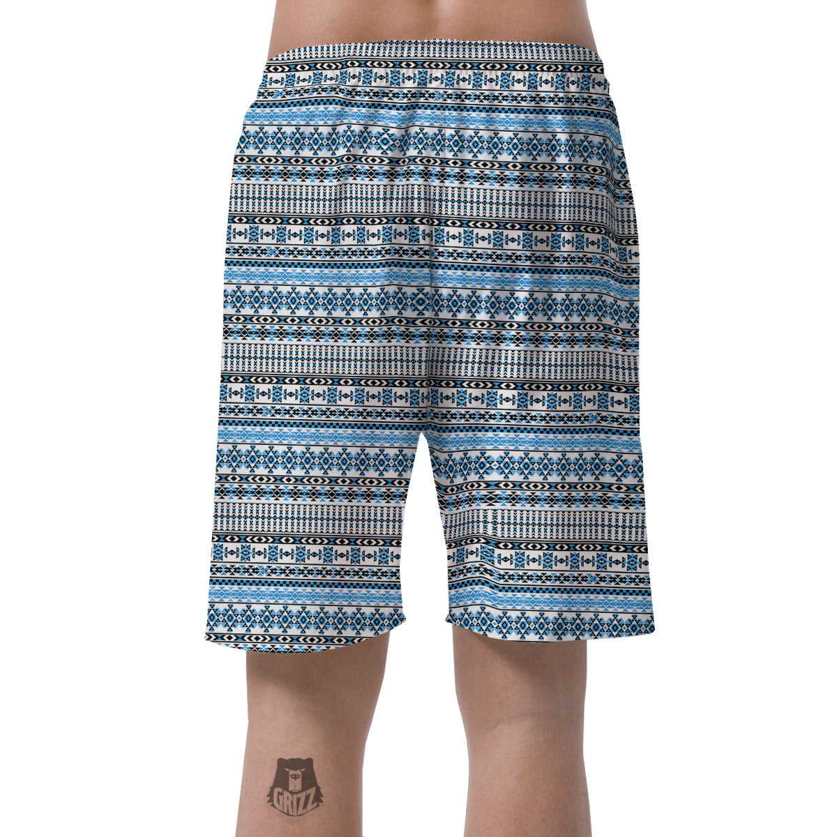 American Aztec Blue Native Print Pattern Men's Shorts-grizzshop
